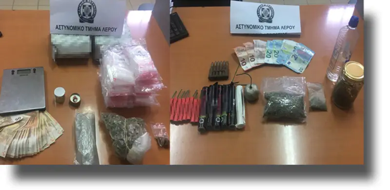 ΛΕΡΟΣ: Συνελήφθη 36χρονος και 21χρονος για υποθέσεις ναρκωτικών και παράνομη κατοχή φυσιγγίων και κροτίδων