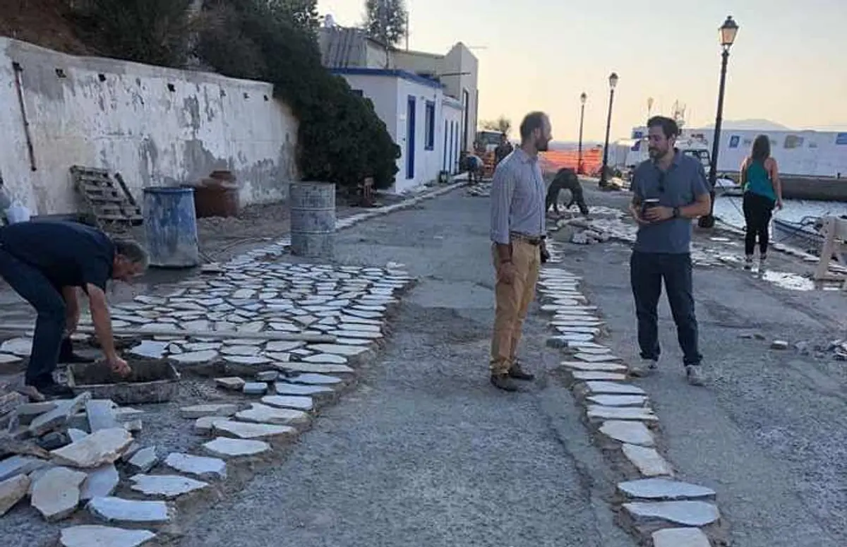 Λέρος: Ξεκίνησε η πλακόστρωση του αλιευτικού καταφυγίου στο Παντέλι