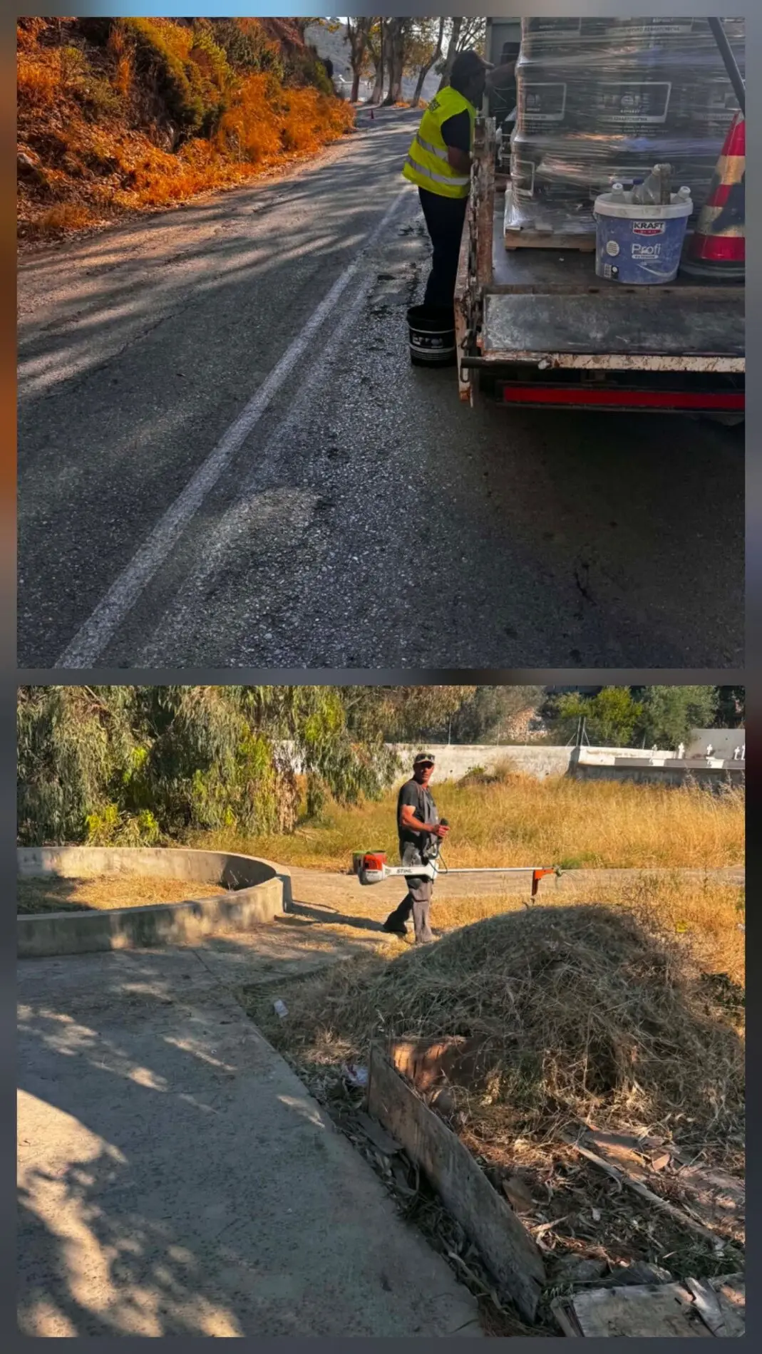 Municipal road maintenance between Angyra and Agia Marina on Leros