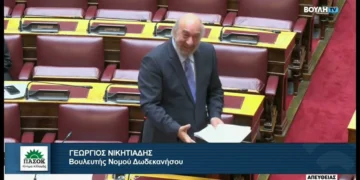Νικητιάδης στη Βουλή: «Αδιαφορεί Η Ν.Δ. για τους μειωμένους συντελεστές ΦΠΑ στη Ρόδο»